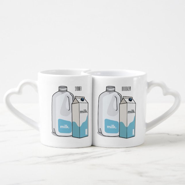 Milk cartoon illustration coffee mug set (Back Nesting)
