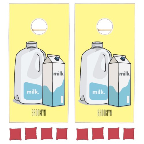 Milk cartoon illustration cornhole set