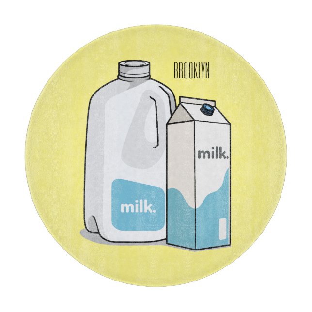 Milk cartoon illustration cutting board (Front)