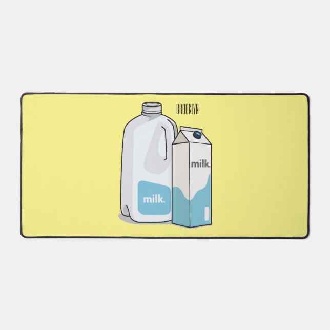 Milk cartoon illustration desk mat (Front)