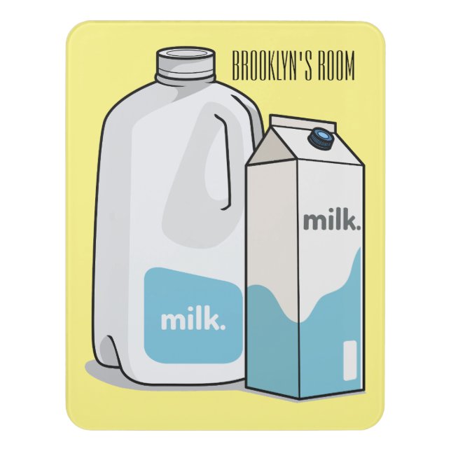 Milk cartoon illustration door sign (Contemporary Vert)