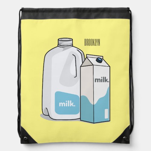 Milk cartoon illustration drawstring bag