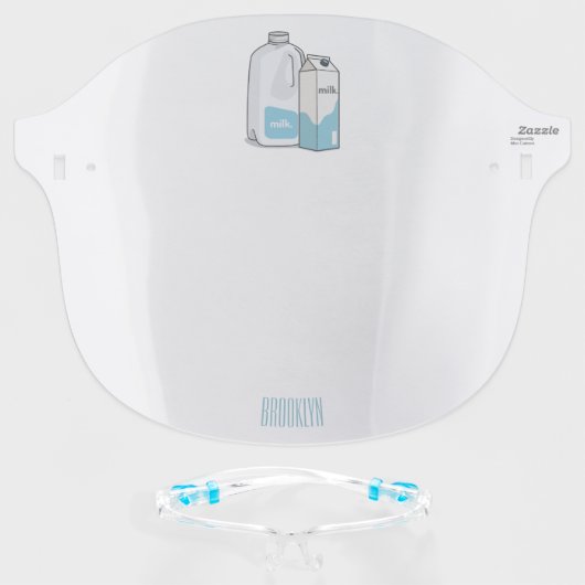Milk cartoon illustration  face shield (Front w/Glasses)