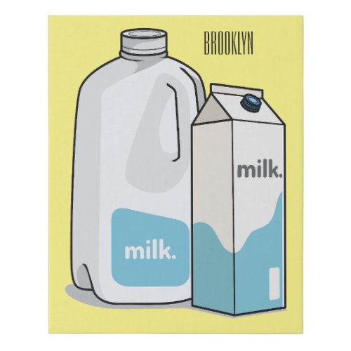 Milk cartoon illustration faux canvas print