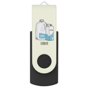 Milk cartoon illustration flash drive