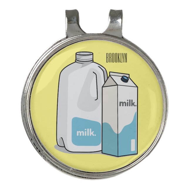 Milk cartoon illustration golf hat clip (Front)