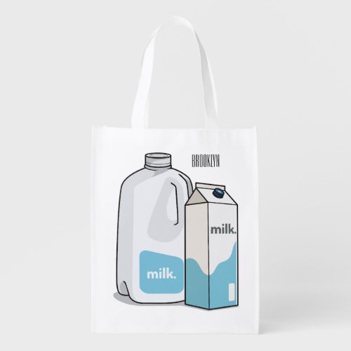 Milk cartoon illustration grocery bag