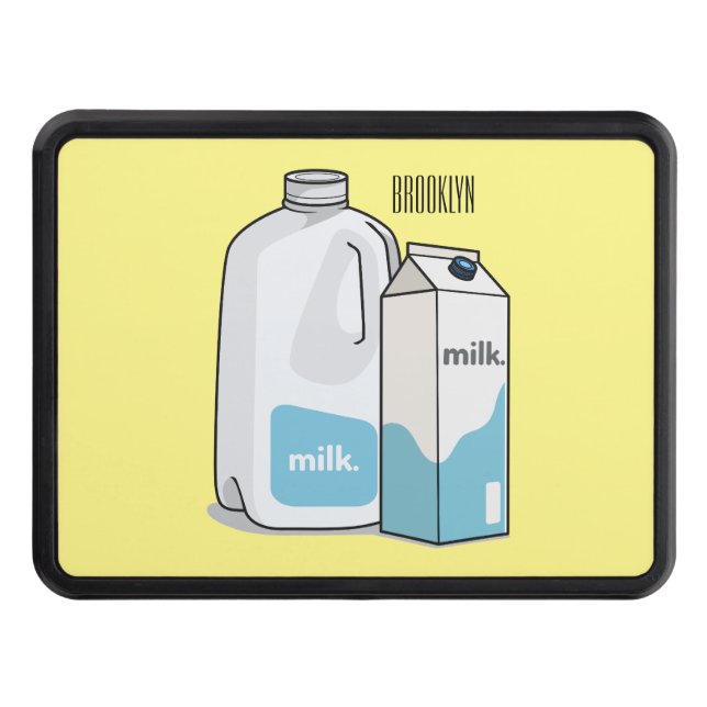Milk cartoon illustration hitch cover (Front)