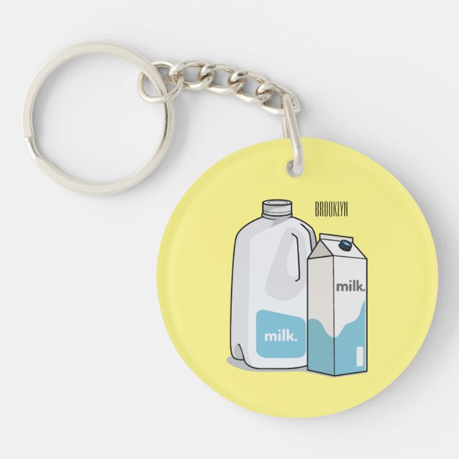Milk cartoon illustration keychain (Front)
