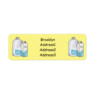 Milk cartoon illustration label