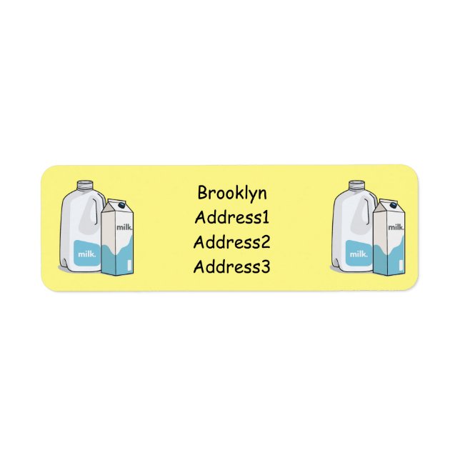 Milk cartoon illustration label (Front)