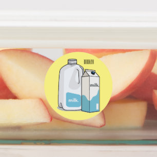 Milk cartoon illustration labels