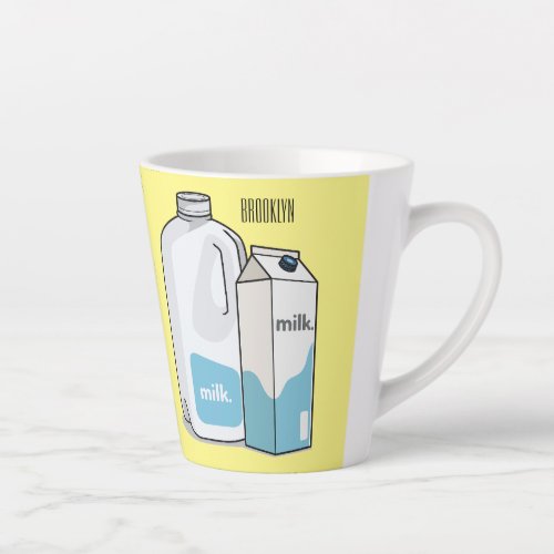 Milk cartoon illustration latte mug