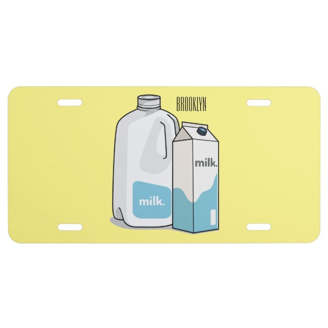 Milk cartoon illustration license plate (Front)