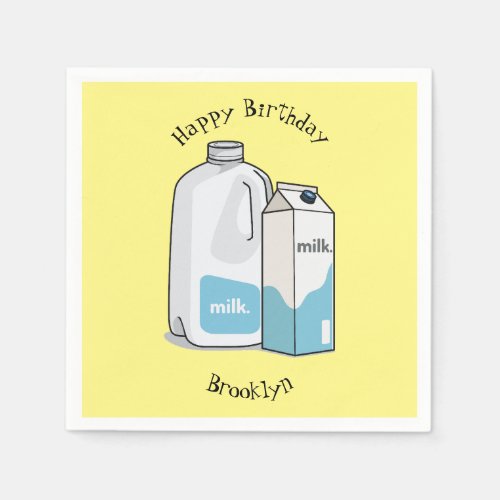 Milk cartoon illustration napkins