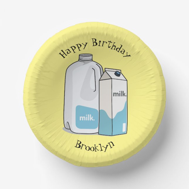 Milk cartoon illustration paper bowls (Front)