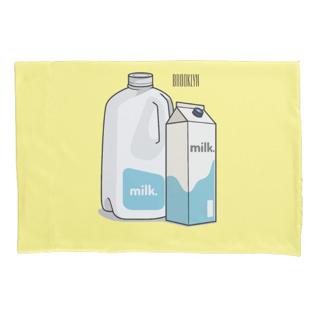 Milk cartoon illustration pillow case (Front)