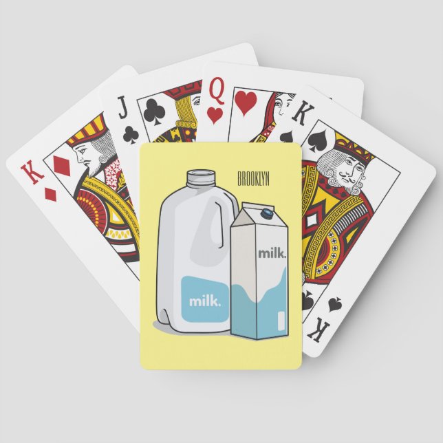 Milk cartoon illustration poker cards (Back)