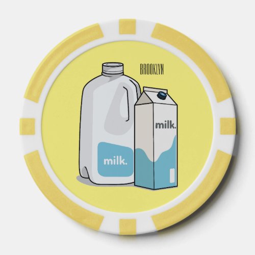 Milk cartoon illustration poker chips