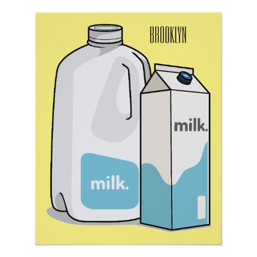 Milk cartoon illustration poster