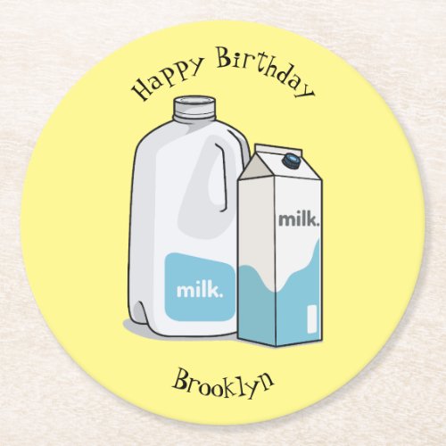 Milk cartoon illustration round paper coaster