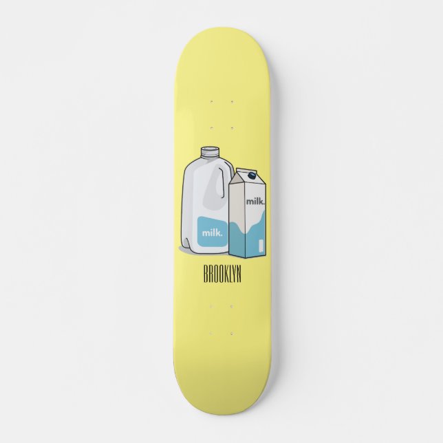 Milk cartoon illustration skateboard (Front)