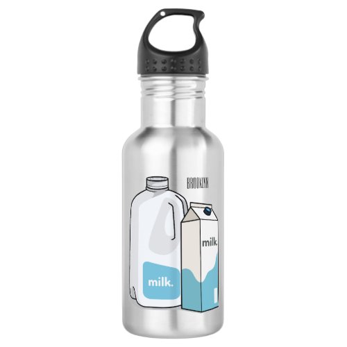 Milk cartoon illustration stainless steel water bottle
