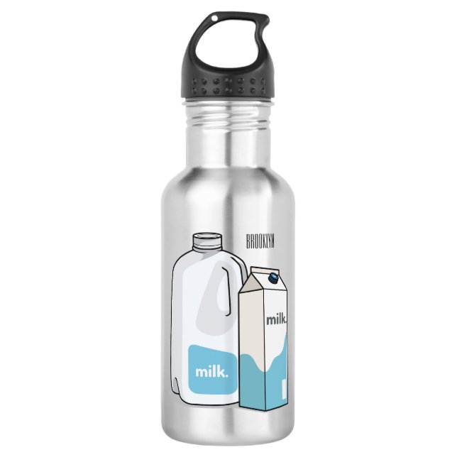 Milk cartoon illustration stainless steel water bottle (Front)