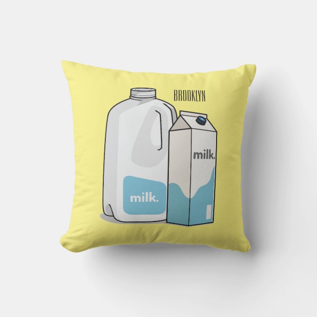 Milk cartoon illustration throw pillow (Front)