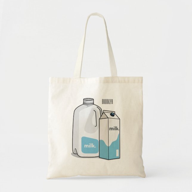Milk cartoon illustration tote bag (Front)