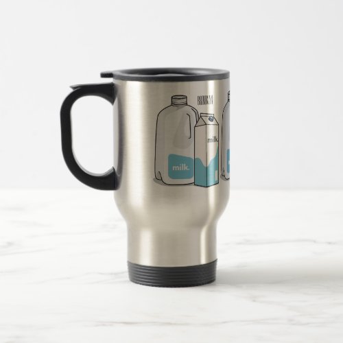 Milk cartoon illustration travel mug