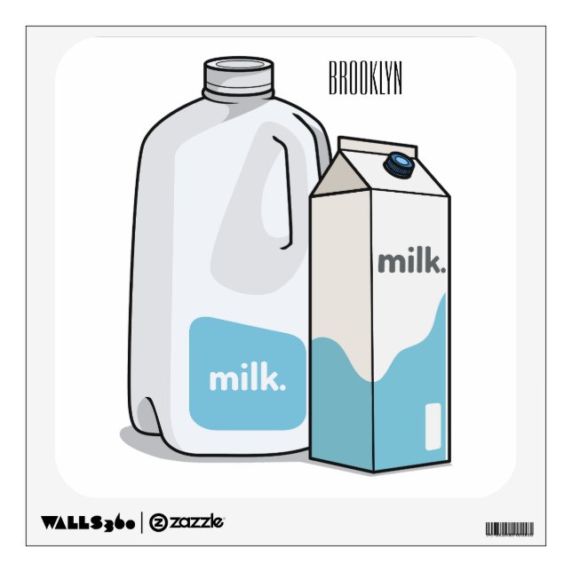 Milk cartoon illustration wall decal (Front)