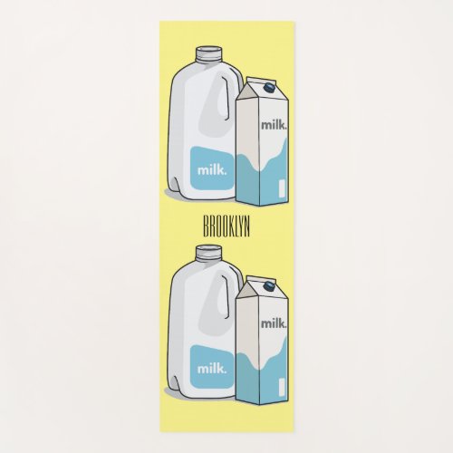 Milk cartoon illustration yoga mat