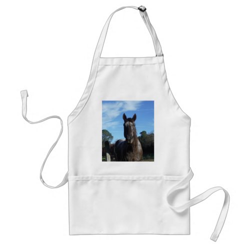Milk Chocolate Brown Horse in Blue Adult Apron