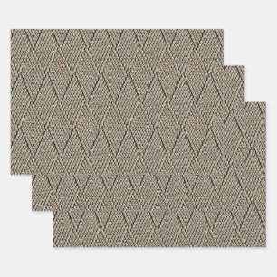 Milk Chocolate Faux Diamond Knit Pattern Small Wrapping Paper Sheets
