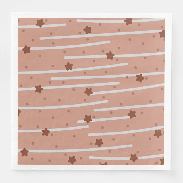 Milk Chocolatey Stars and Stripes Pattern Paper Dinner Napkins (Front)