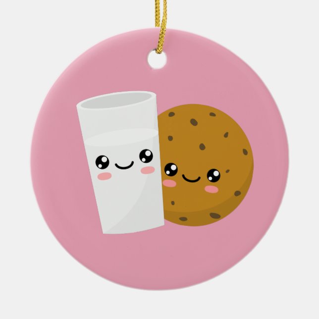 Milk & Cookie Ceramic Ornament (Front)