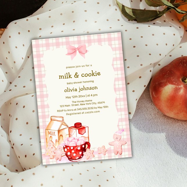 Milk & Cookie Gingham Winter Baby Shower  Invitation (Milk & Cookie Gingham Winter Baby Shower Invitation)