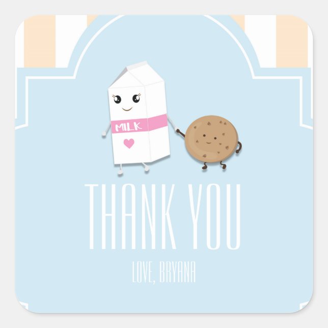Milk & Cookie Walking Birthday Party Favor Sticker (Front)