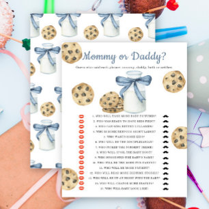 Milk & cookies baby shower Mommy or daddy game