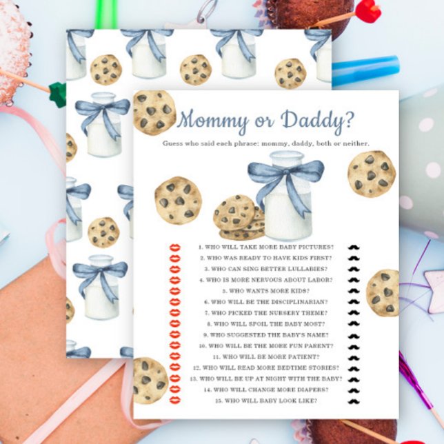 Milk & cookies baby shower Mommy or daddy game (Creator Uploaded)