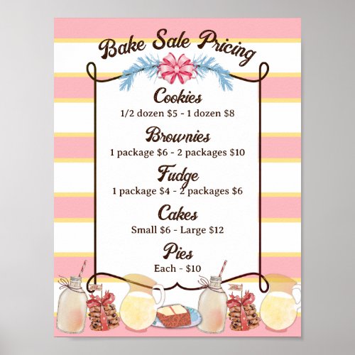 Milk cookies bake sale Christmas personalized menu Poster