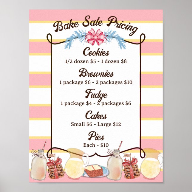 Milk cookies bake sale Christmas personalized menu Poster (Front)