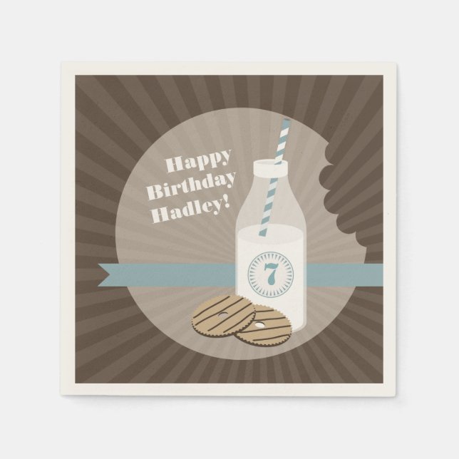 Milk + Cookies Birthday - Blue Napkins (Front)