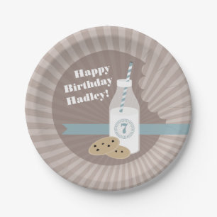 Milk + Cookies Birthday - Chocolate Chip Blue Paper Plates