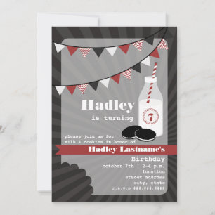 Milk & Cookies Birthday - Chocolate Cookies Invitation