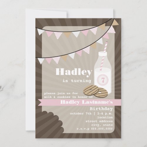 Milk &amp; Cookies Birthday - Fudge Striped &amp; Pink Cards