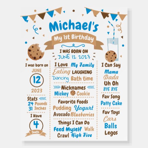 Milk  Cookies Birthday Milestone Foam Boards