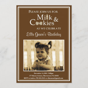 Milk & Cookies Birthday Party Invitation
