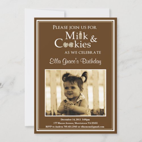 Milk &amp; Cookies Birthday Party Invitation